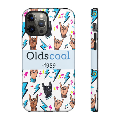 Retro Rock 'Oldscool 1959' Phone Case – Lightning & Rock Hand Pattern - Ramshackle Shack