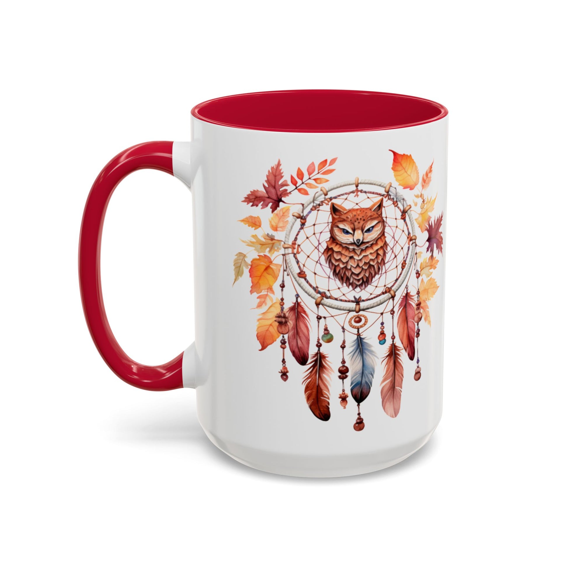 Autumn Owl Dreamcatcher Mug — Fall Leaves Coffee Cup (11oz & 15oz) - Ramshackle Shack
