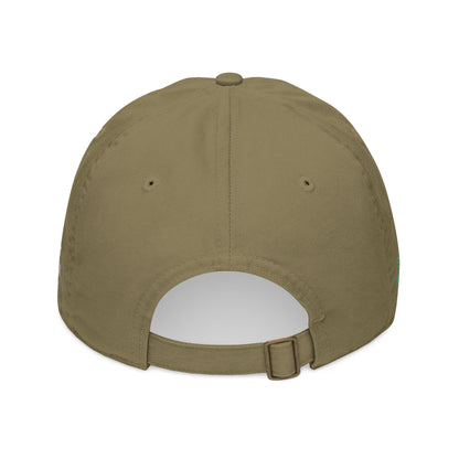 Organic baseball cap with embroidered "cooking, cleaning & keeping kids alive" custom name design, casual hat for everyday wear.