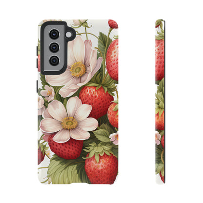 Strawberry Blossom Phone Case — Floral Protective Tough Case - Ramshackle Shack