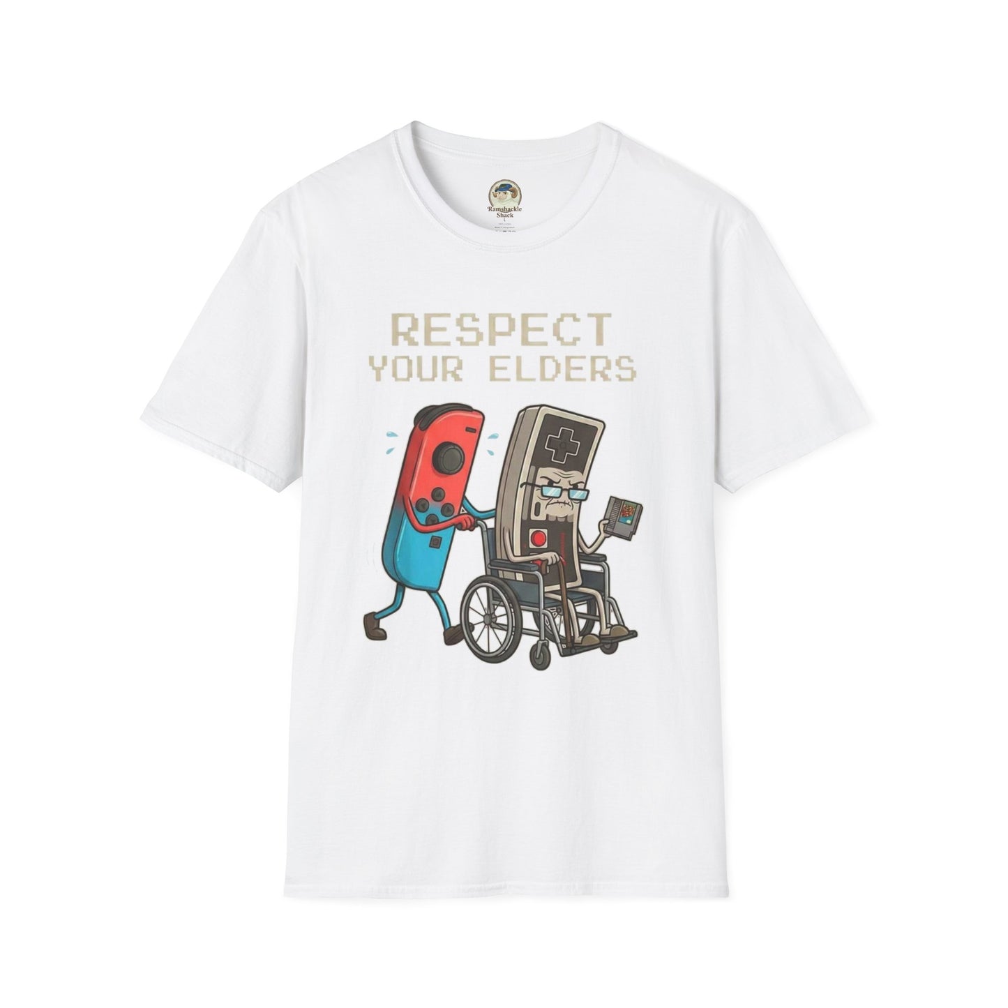 Retro Game Controllers TShirt Respect Your Elders Vintage Console Graphic Tee - Ramshackle Shack