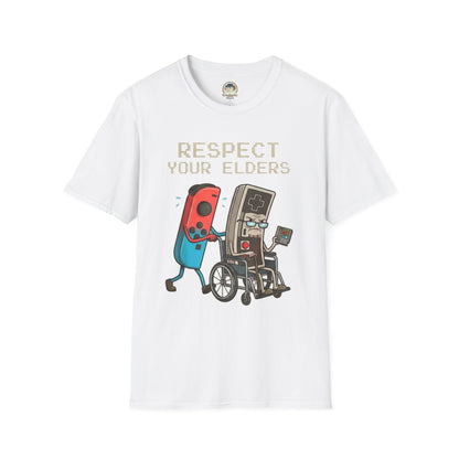 Retro Game Controllers TShirt Respect Your Elders Vintage Console Graphic Tee - Ramshackle Shack