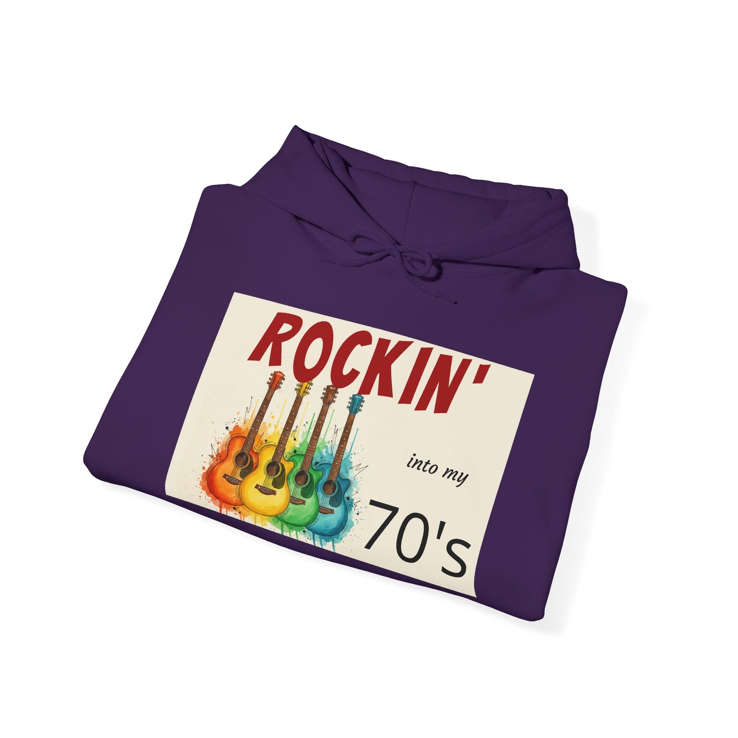 Rockin' Into My [70's] Hooded Sweatshirt — Custom Name & Age Guitar Birthday Design - Ramshackle Shack