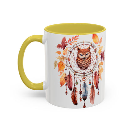Autumn Owl Dreamcatcher Mug — Fall Leaves Coffee Cup (11oz & 15oz) - Ramshackle Shack