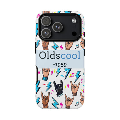 Retro Rock 'Oldscool 1959' Phone Case – Lightning & Rock Hand Pattern - Ramshackle Shack