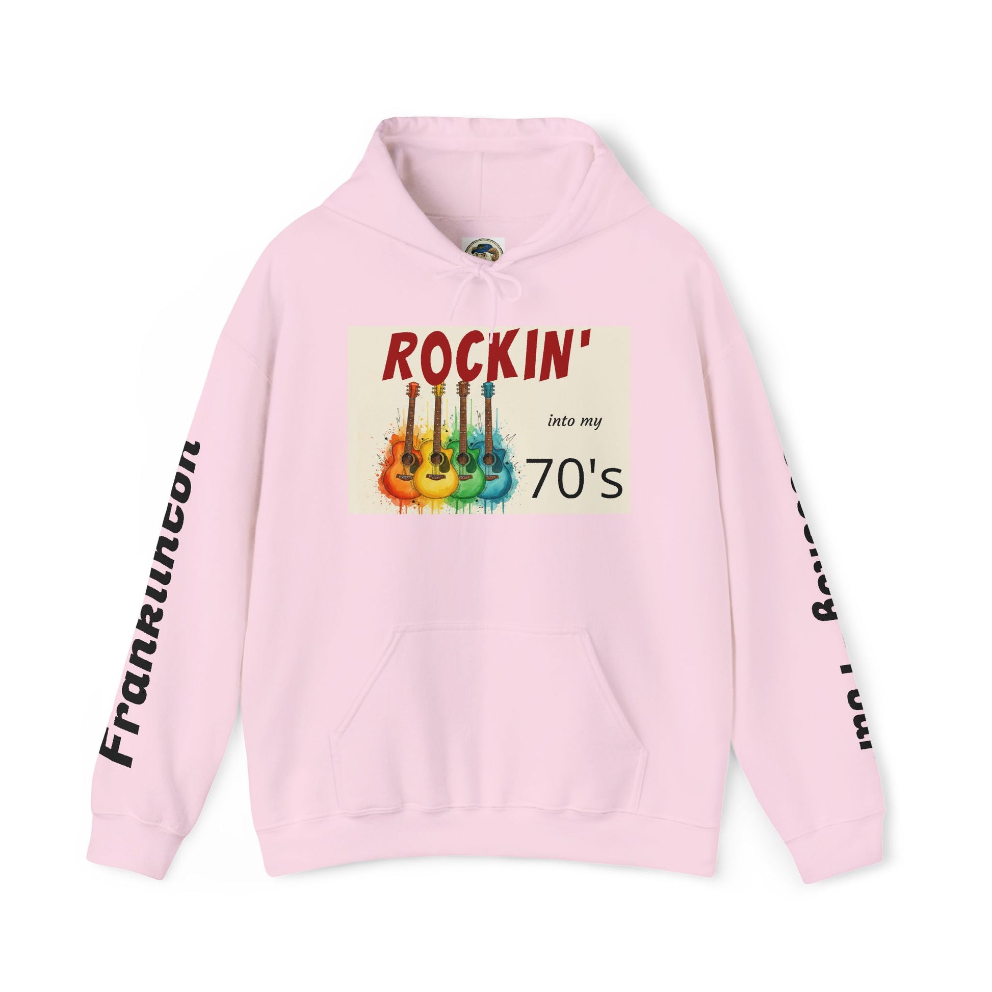 Rockin' Into My [70's] Hooded Sweatshirt — Custom Name & Age Guitar Birthday Design - Ramshackle Shack