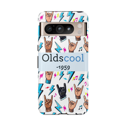 Retro Rock 'Oldscool 1959' Phone Case – Lightning & Rock Hand Pattern - Ramshackle Shack