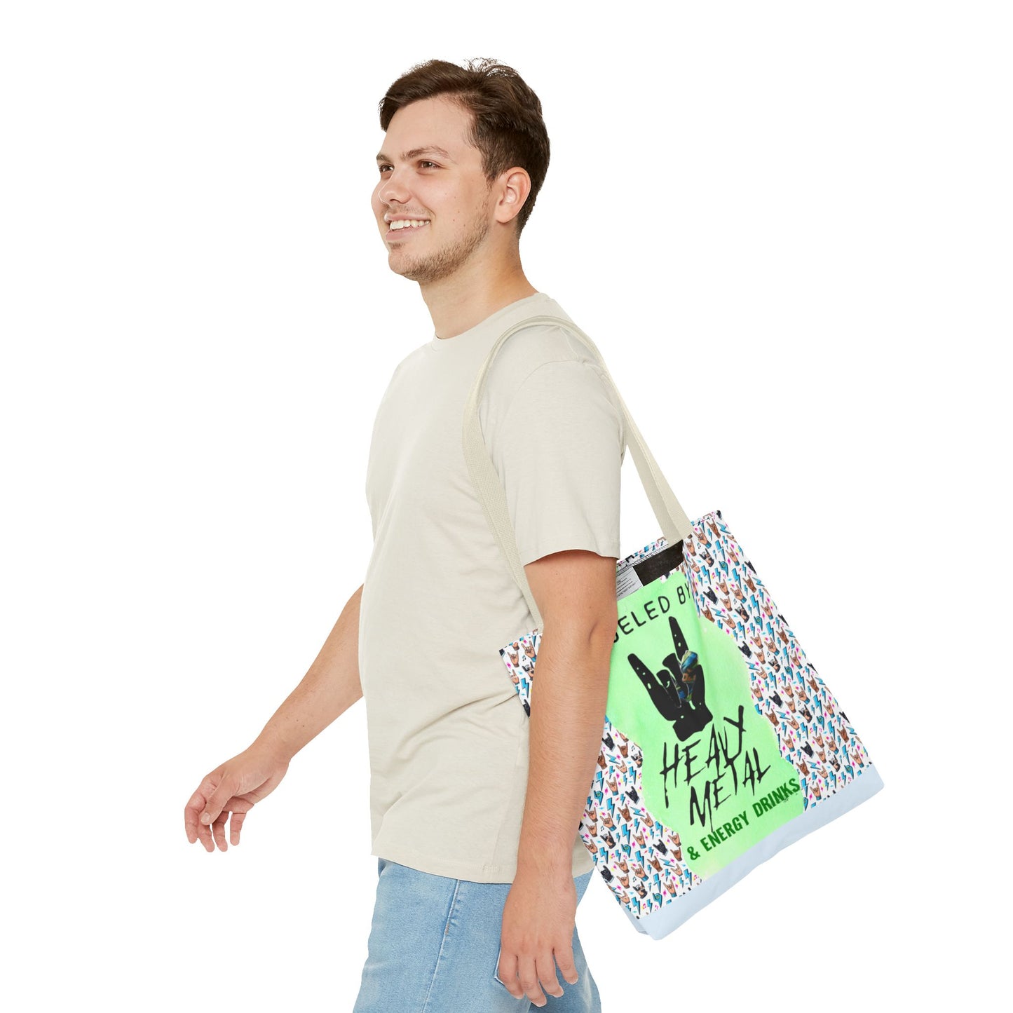 Heavy Metal & Energy Drinks Tote Bag — Neon Rock Energy Design - Ramshackle Shack