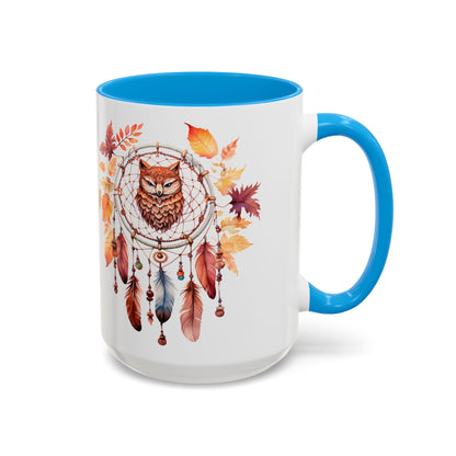 Autumn Owl Dreamcatcher Mug — Fall Leaves Coffee Cup (11oz & 15oz) - Ramshackle Shack