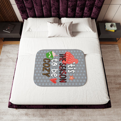 Holiday Sherpa Blanket – "’Tis the Season to Be Cozy" Plush Throw - Ramshackle Shack