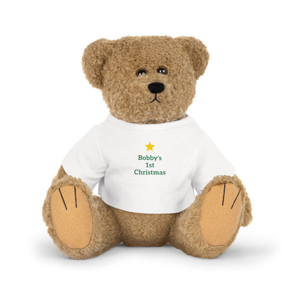 Personalized Teddy Bear with T-Shirt — Baby’s First Christmas Gift - Ramshackle Shack