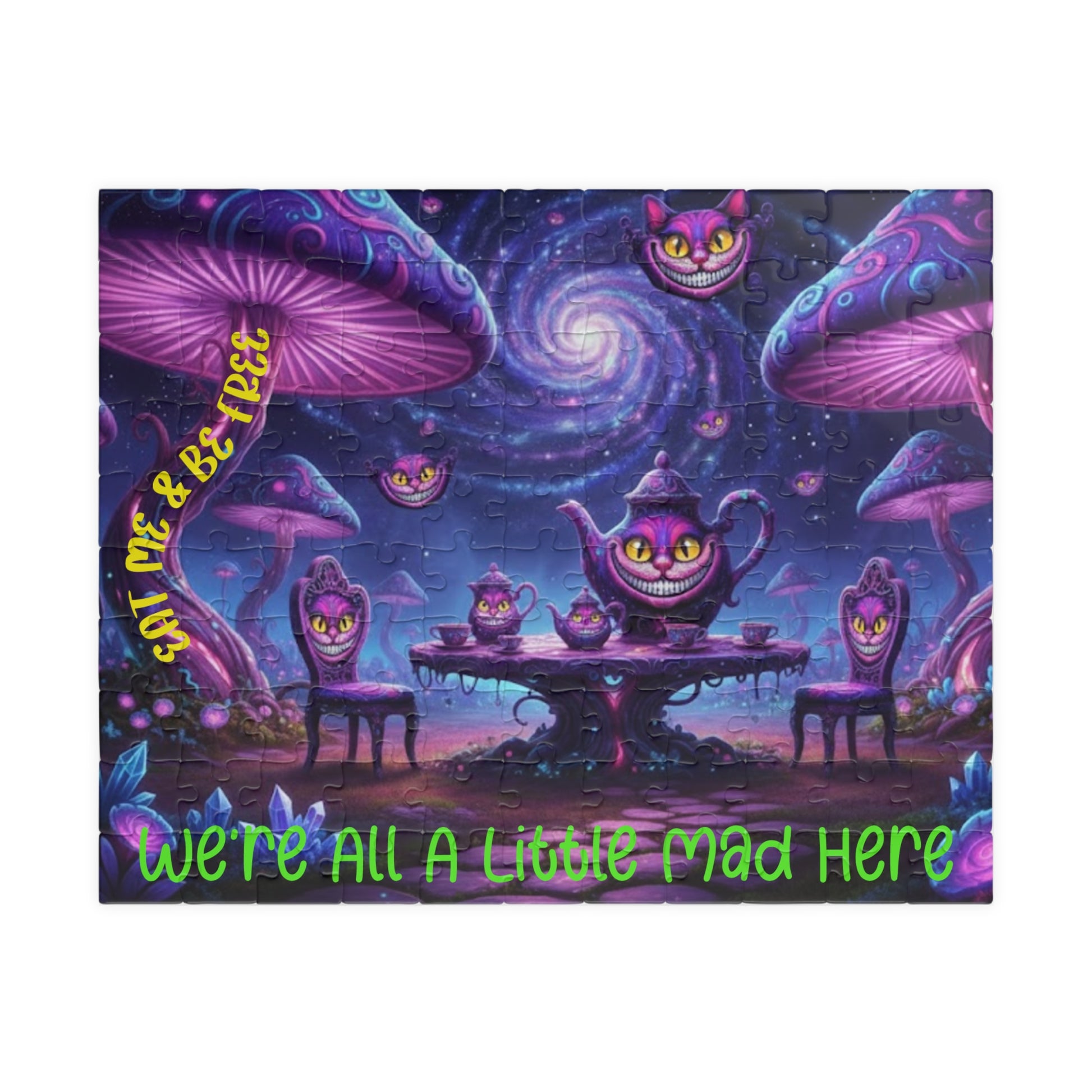 Customizable Puzzle — Psychedelic Mushroom Garden Tea Party with Cheshire Cats (110–1014 pcs) - Ramshackle Shack