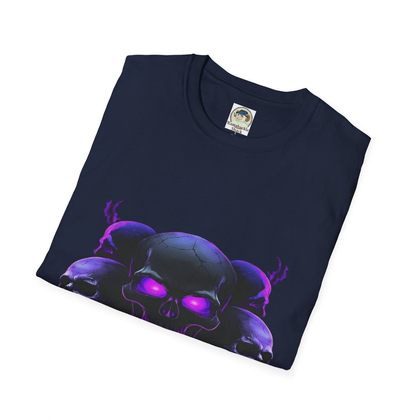 Skull Trio Graphic TShirt  Neon Purple Gothic Skull Design - Ramshackle Shack