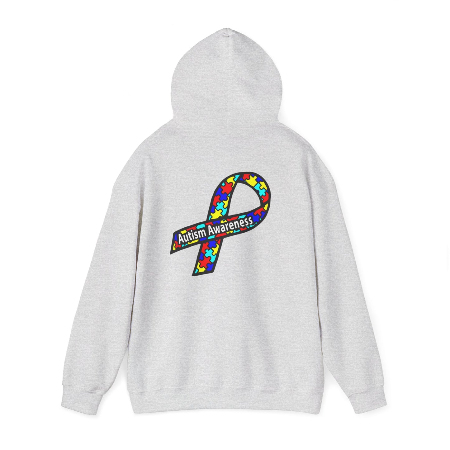 Autism Awareness Hoodie — "Live, Love, Accept" Heartbeat Puzzle-Rainbow - Ramshackle Shack