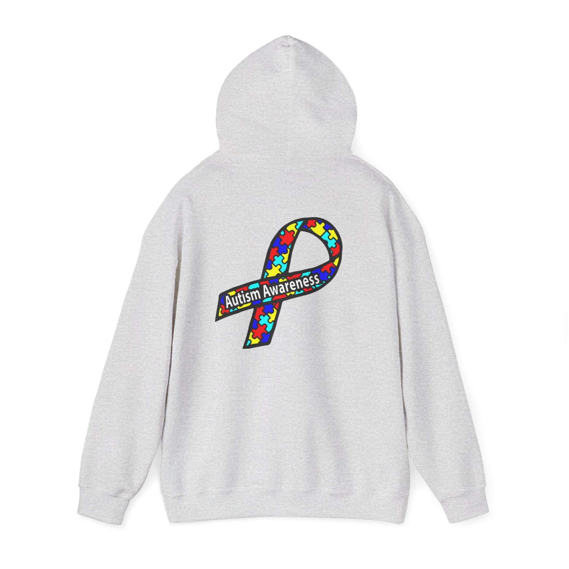 Autism Awareness Hoodie — "Live, Love, Accept" Heartbeat Puzzle-Rainbow - Ramshackle Shack