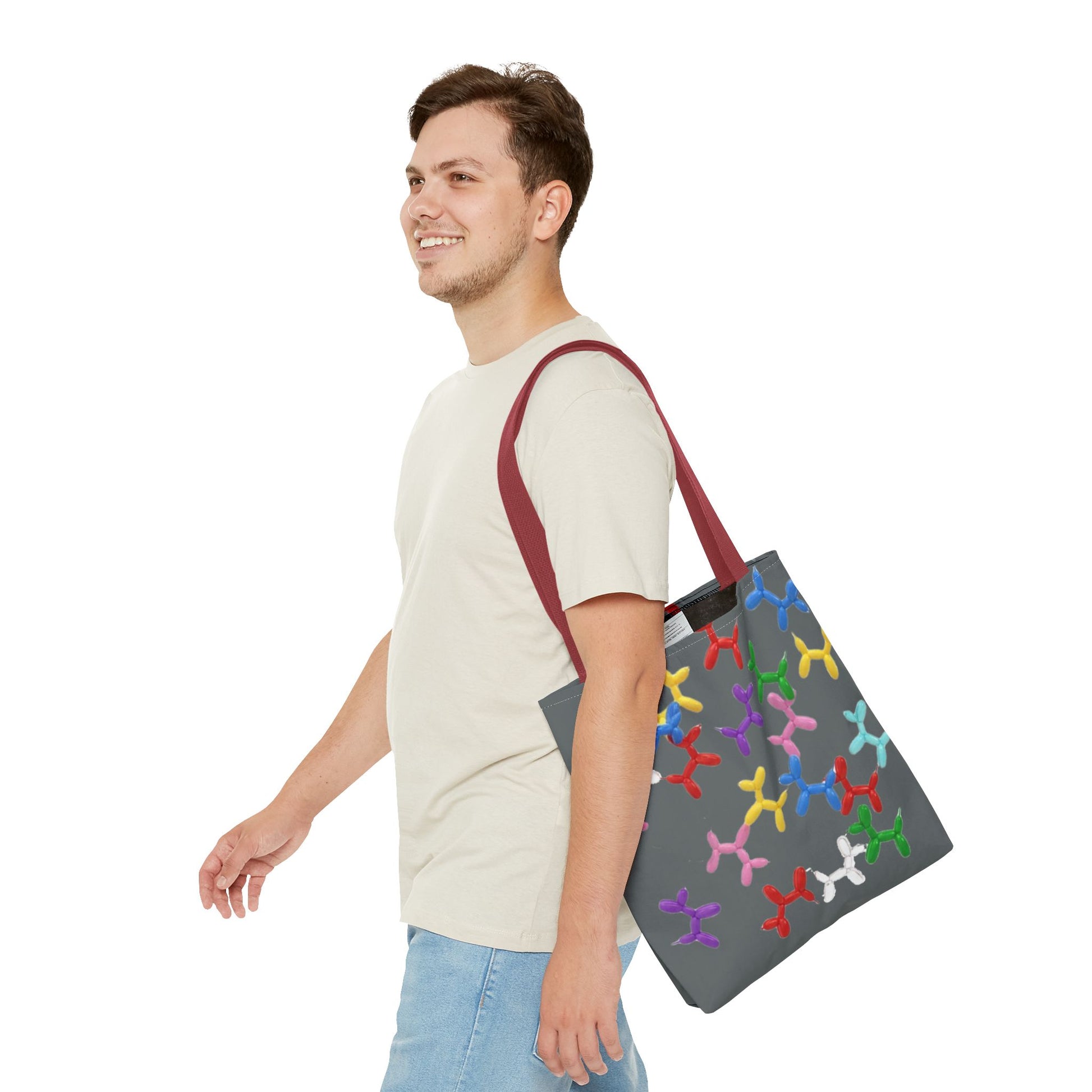 Balloon Dog Pattern Tote Bag – Colorful Pop Art Reusable Shopper - Ramshackle Shack
