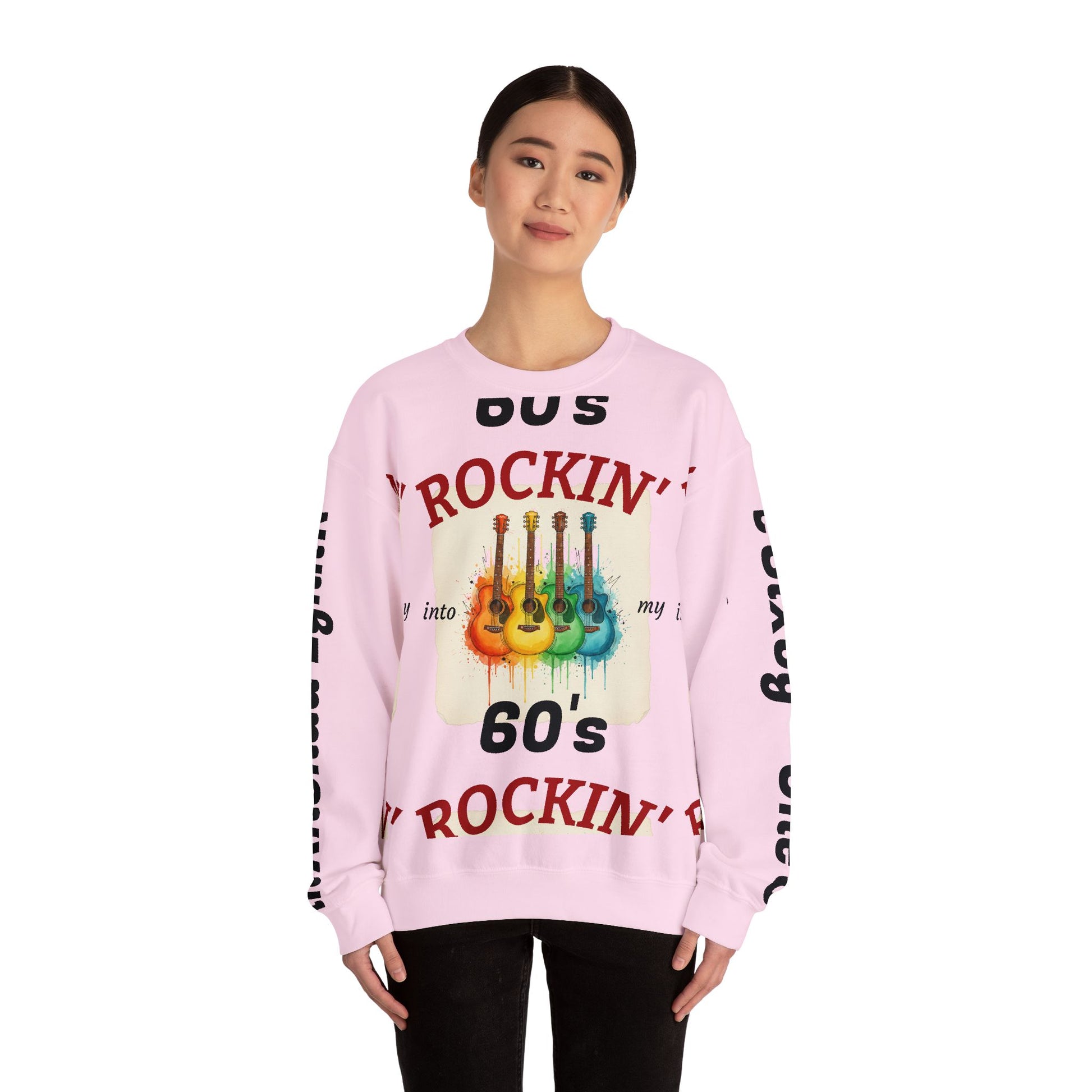 Rockin' Into My 60's Sweatshirt — Custom Age & Name Guitar Crewneck - Ramshackle Shack