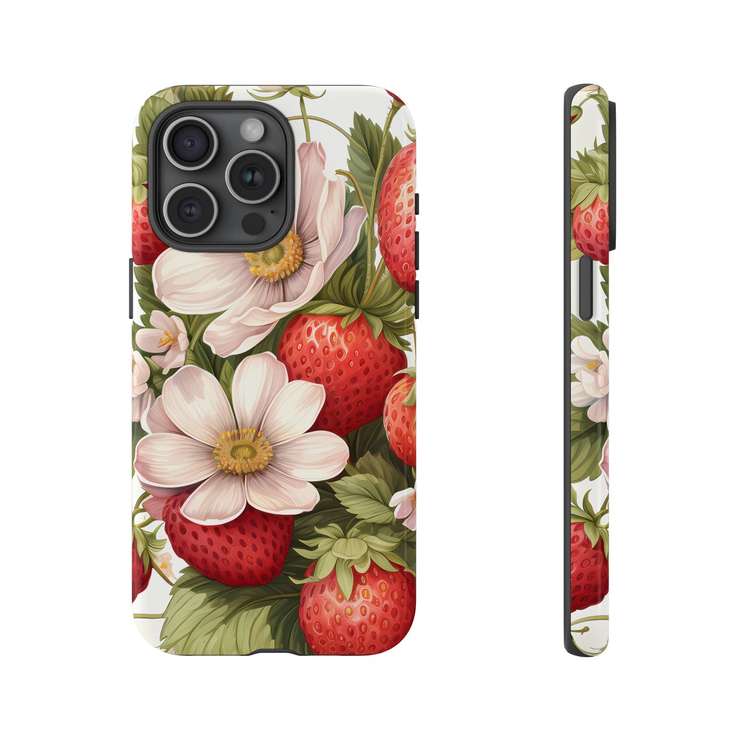 Strawberry Blossom Phone Case — Floral Protective Tough Case - Ramshackle Shack