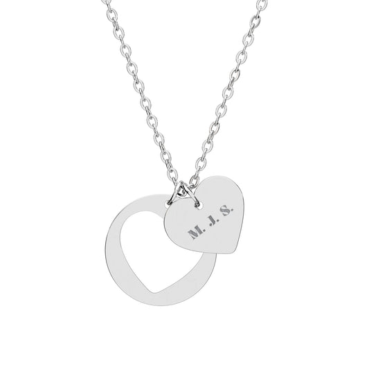 Engraved Heart Cutout Necklace — Personalized Initials Pendant (Silver, Yellow Gold, or Rose Gold) - Ramshackle Shack