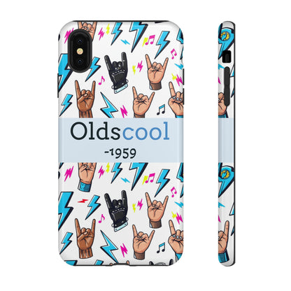 Retro Rock 'Oldscool 1959' Phone Case – Lightning & Rock Hand Pattern - Ramshackle Shack
