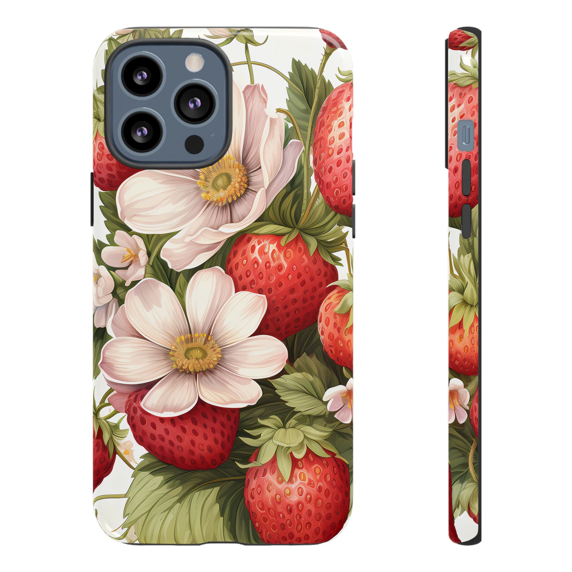 Strawberry Blossom Phone Case — Floral Protective Tough Case - Ramshackle Shack