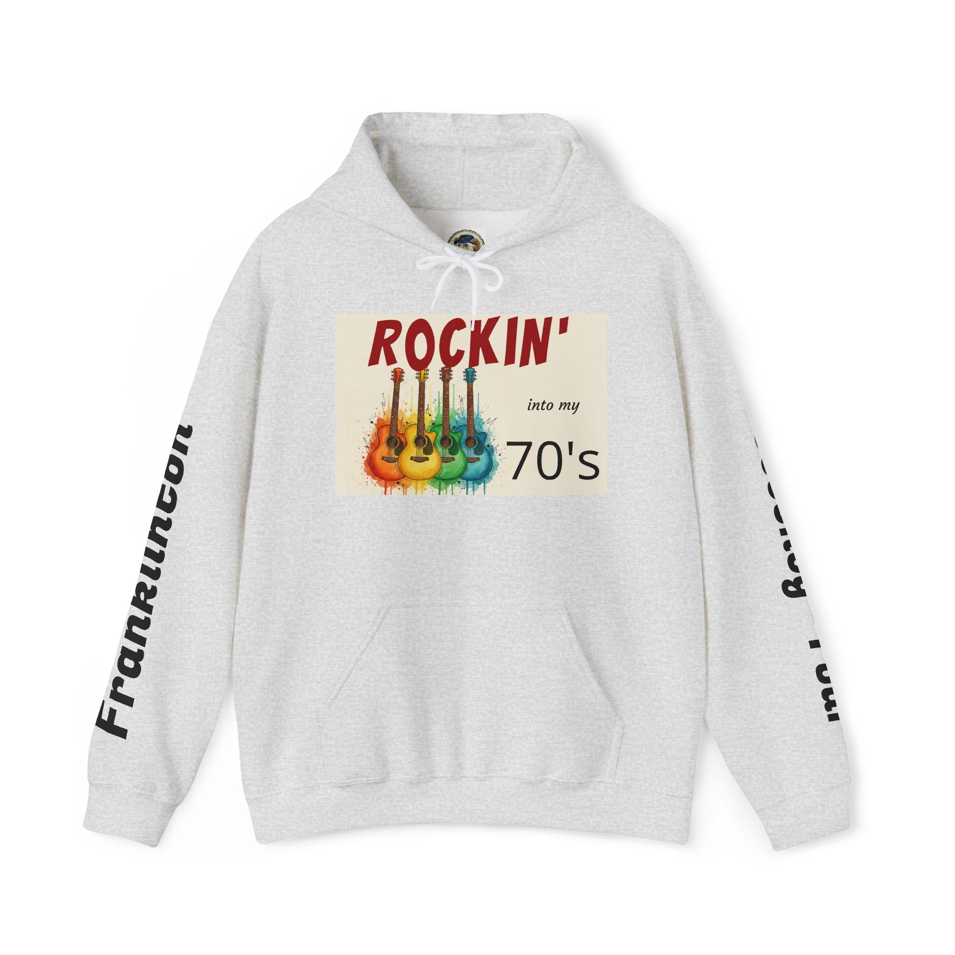 Rockin' Into My [70's] Hooded Sweatshirt — Custom Name & Age Guitar Birthday Design - Ramshackle Shack