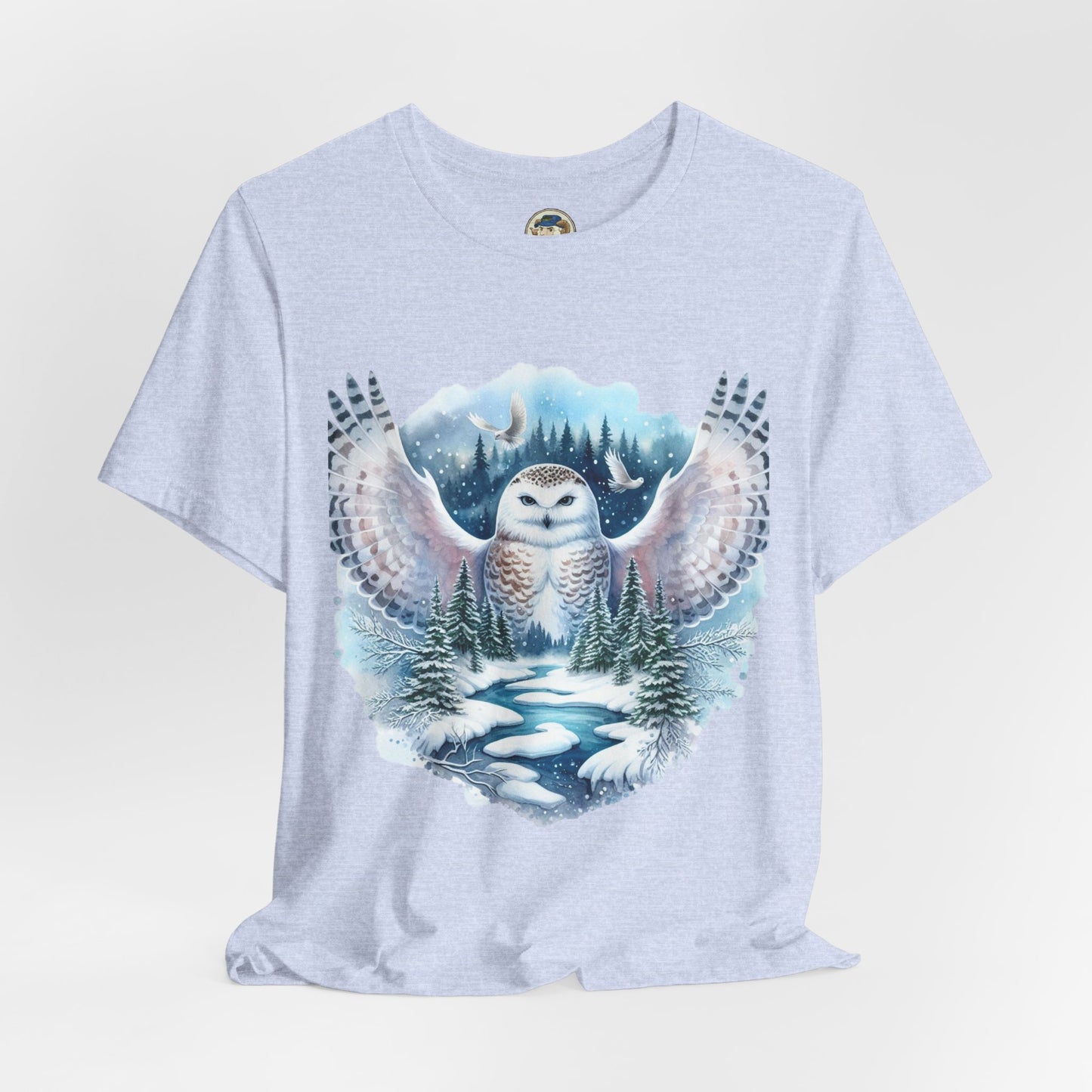Snowy Owl Forest T-Shirt — Winter Wildlife Nature Tee - Ramshackle Shack