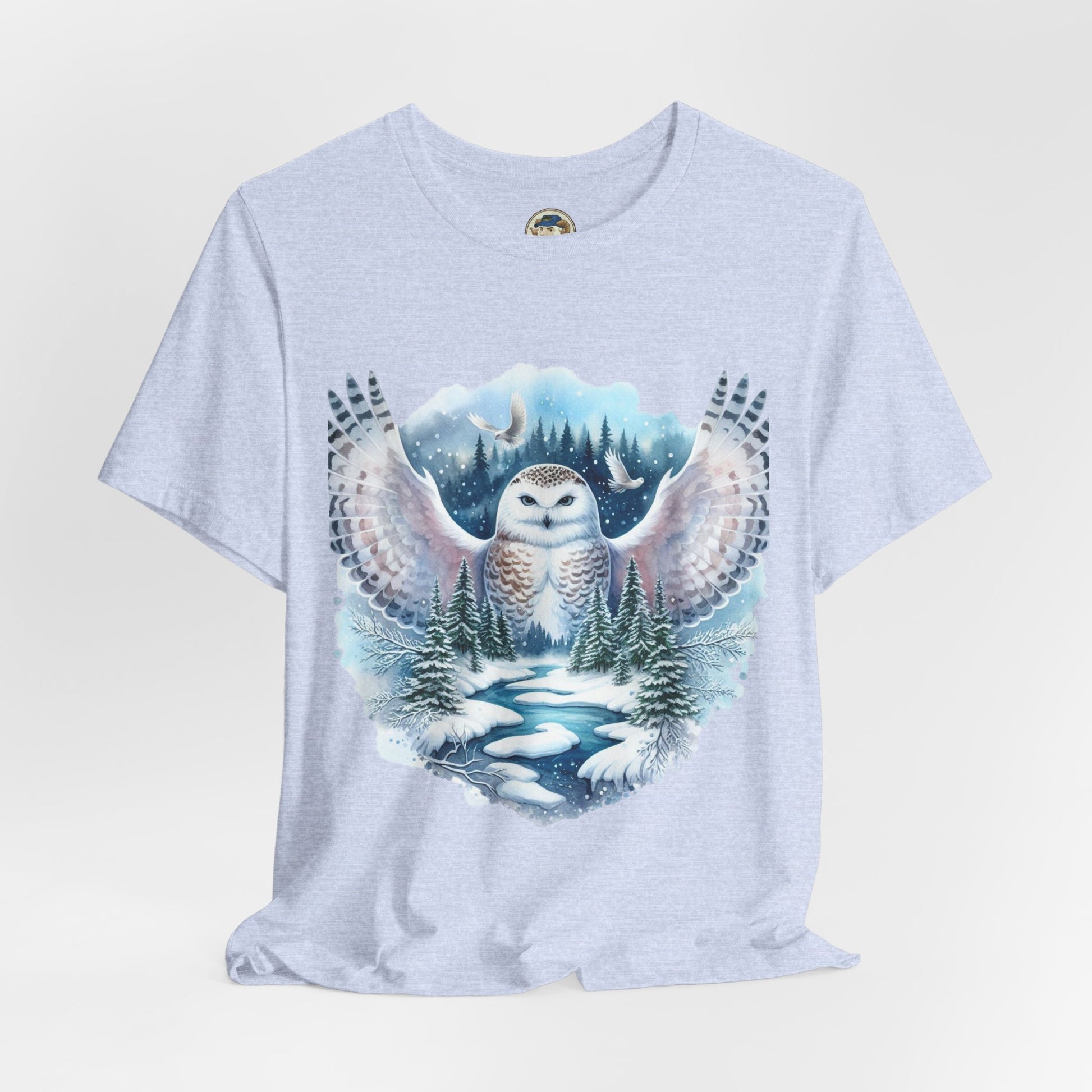 Snowy Owl Forest T-Shirt — Winter Wildlife Nature Tee - Ramshackle Shack