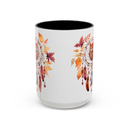 Autumn Owl Dreamcatcher Mug — Fall Leaves Coffee Cup (11oz & 15oz) - Ramshackle Shack