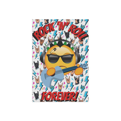 Rock 'N' Roll Forever Garden Flag — Emoji Guitarist Garden Banner - Ramshackle Shack