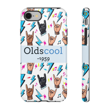 Retro Rock 'Oldscool 1959' Phone Case – Lightning & Rock Hand Pattern - Ramshackle Shack