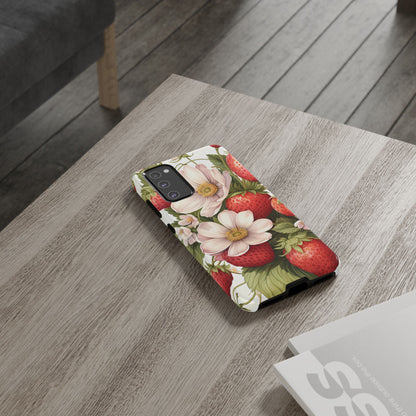 Strawberry Blossom Phone Case — Floral Protective Tough Case - Ramshackle Shack
