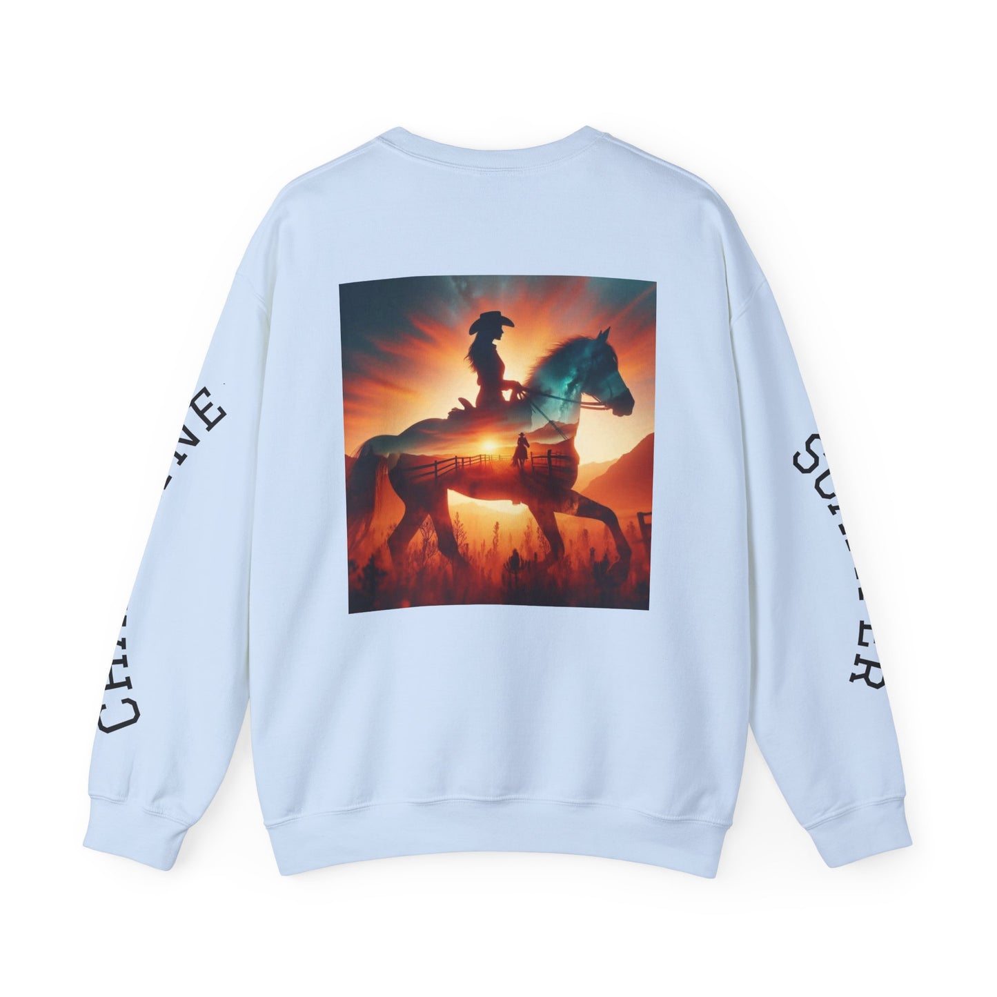 Nothing So Wild personalized Western rider crewneck sweatshirt with photo and sleeve name detail, casual and comfortable apparel.