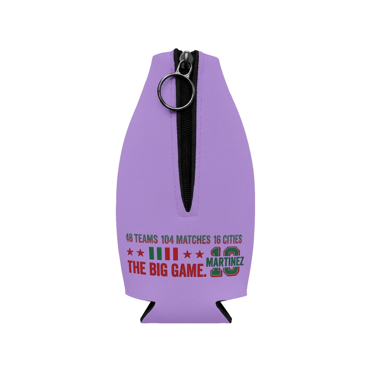 Personalized soccer chick bottle koozie for 2026 World Cup, featuring colorful design, made by Printify for USA, Canada, and Mexico.
