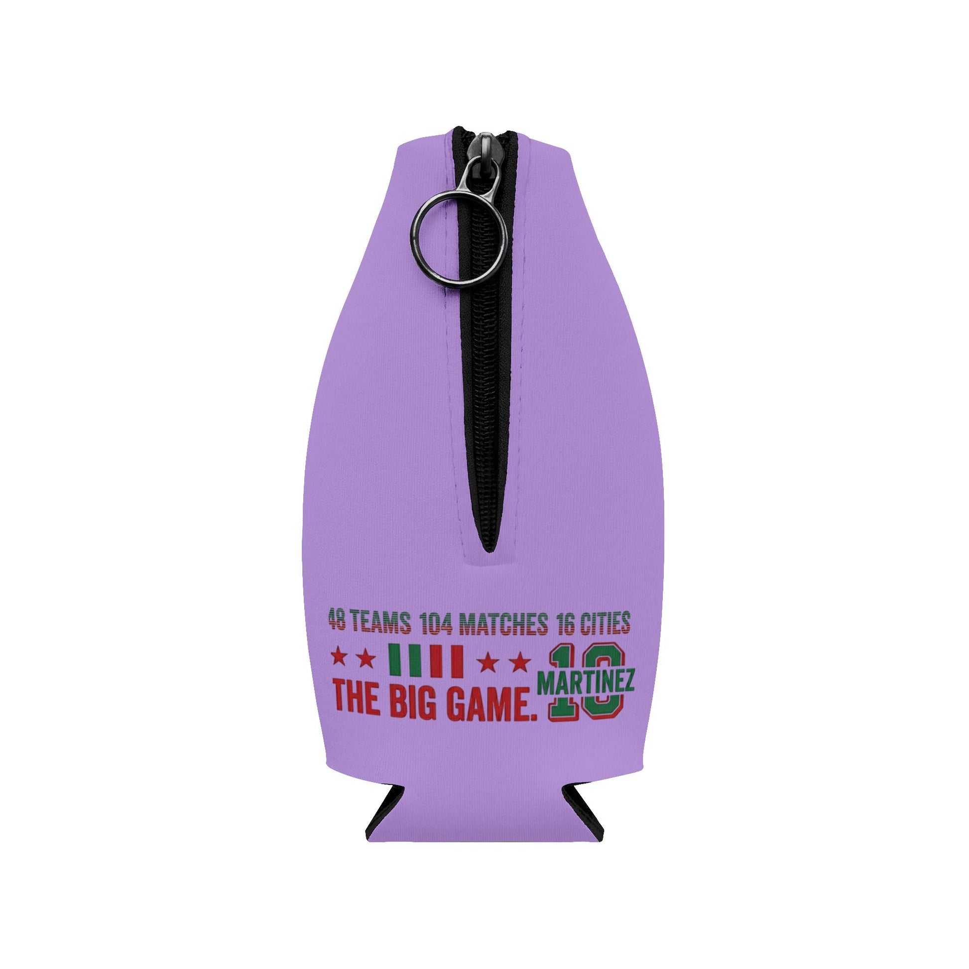 Personalized soccer chick bottle koozie for 2026 World Cup, featuring colorful design, made by Printify for USA, Canada, and Mexico.