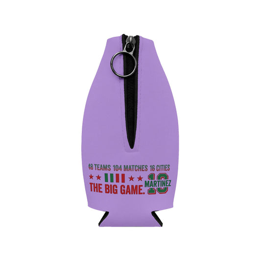 Personalized soccer chick bottle koozie for 2026 World Cup, featuring colorful design, made by Printify for USA, Canada, and Mexico.