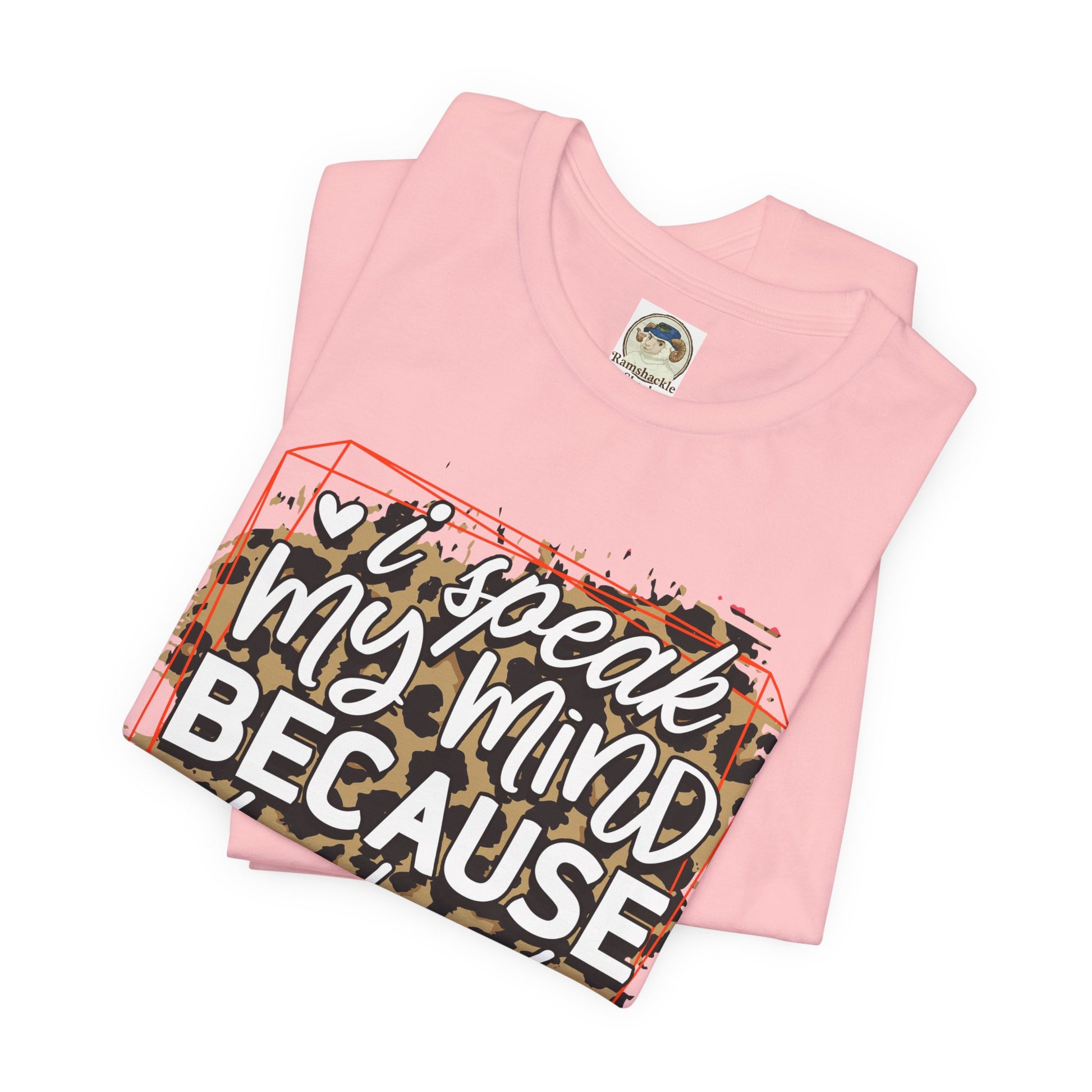 Graphic Tee — "I Speak My Mind Because It Hurts to Bite My Tongue" Leopard Print - Ramshackle Shack