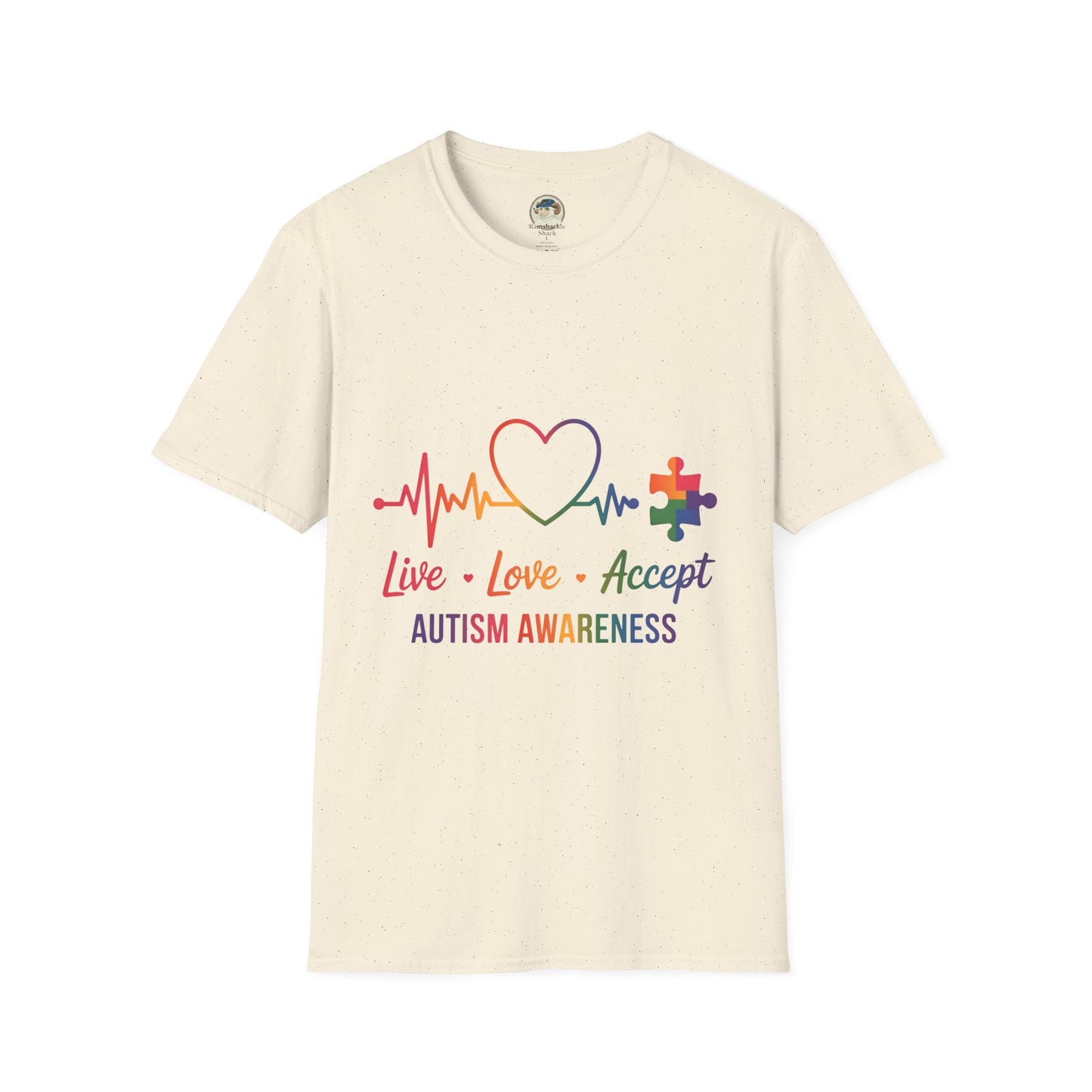 Autism Awareness T-Shirt — Live Love Accept Rainbow Puzzle Ribbon - Ramshackle Shack