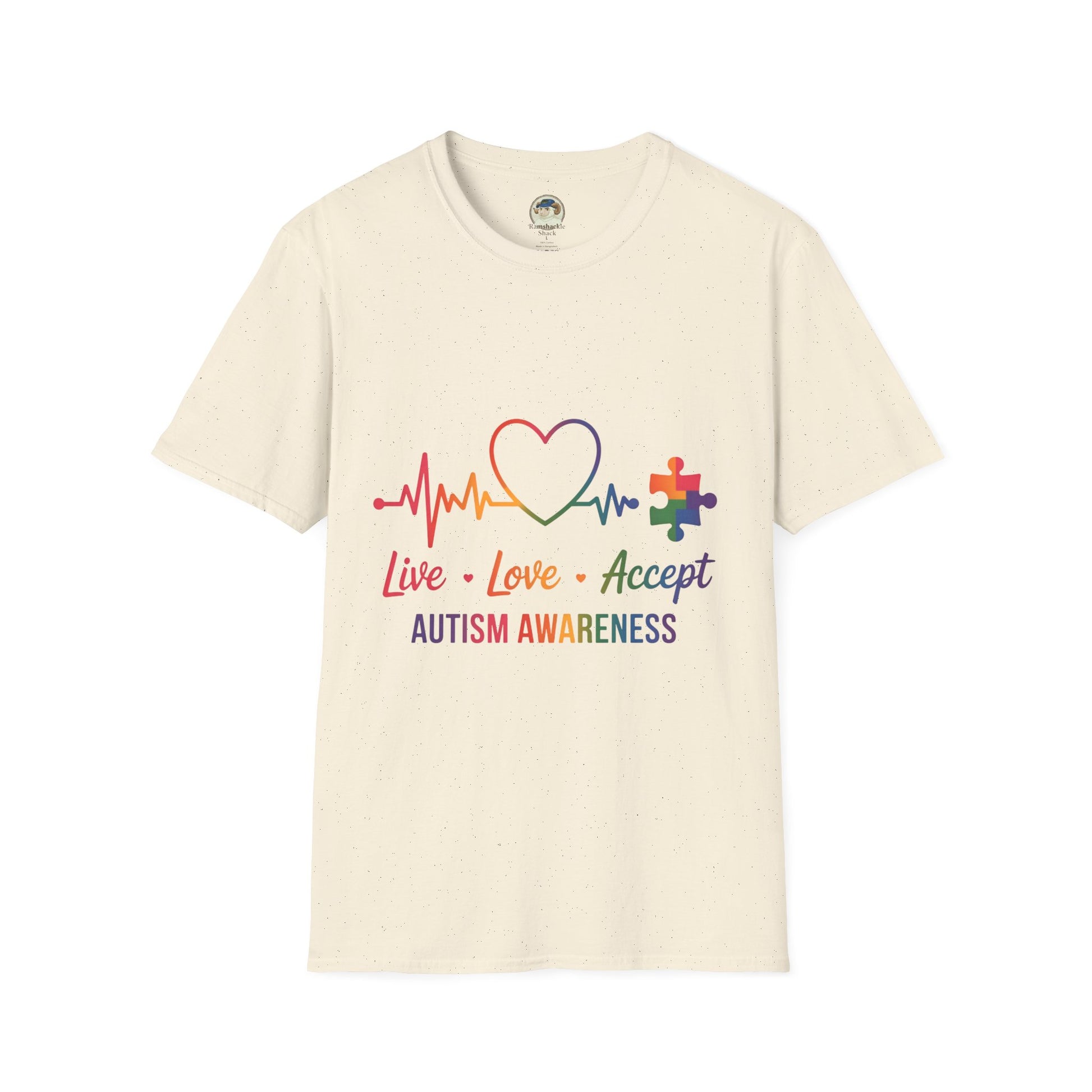 Autism Awareness T-Shirt — Live Love Accept Rainbow Puzzle Ribbon - Ramshackle Shack