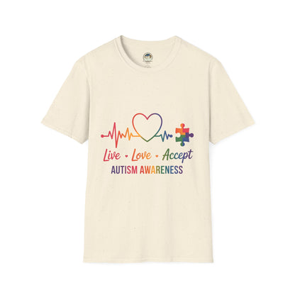 Autism Awareness T-Shirt — Live Love Accept Rainbow Puzzle Ribbon - Ramshackle Shack