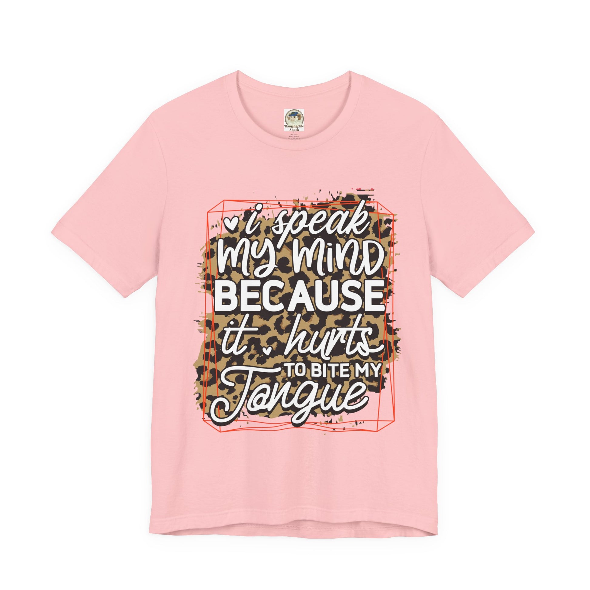 Graphic Tee — "I Speak My Mind Because It Hurts to Bite My Tongue" Leopard Print - Ramshackle Shack