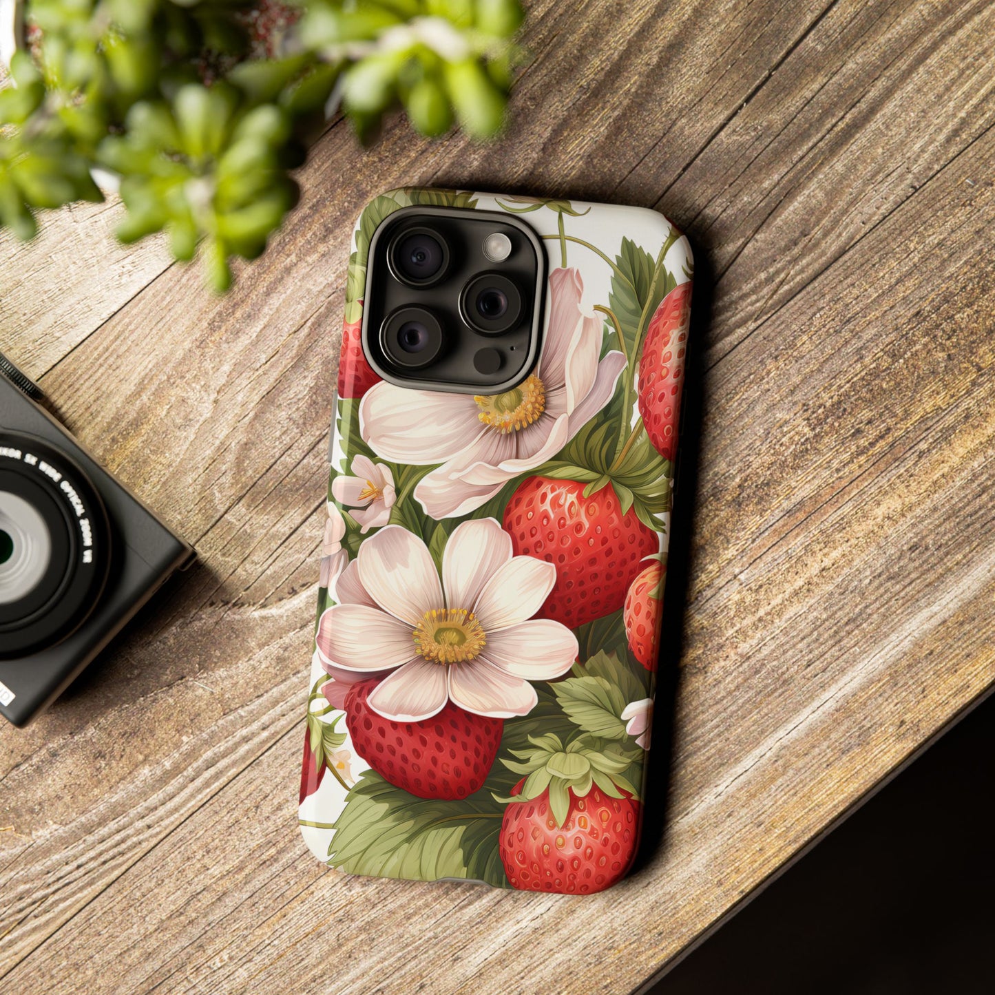 Strawberry Blossom Phone Case — Floral Protective Tough Case - Ramshackle Shack