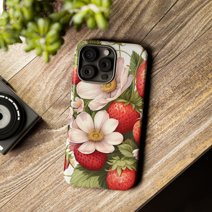 Strawberry Blossom Phone Case — Floral Protective Tough Case - Ramshackle Shack