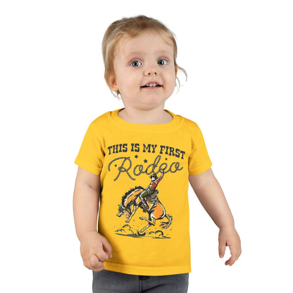 Toddler T-Shirt — “This Is My First Rodeo” Personalized Cowboy Birthday Tee - Ramshackle Shack