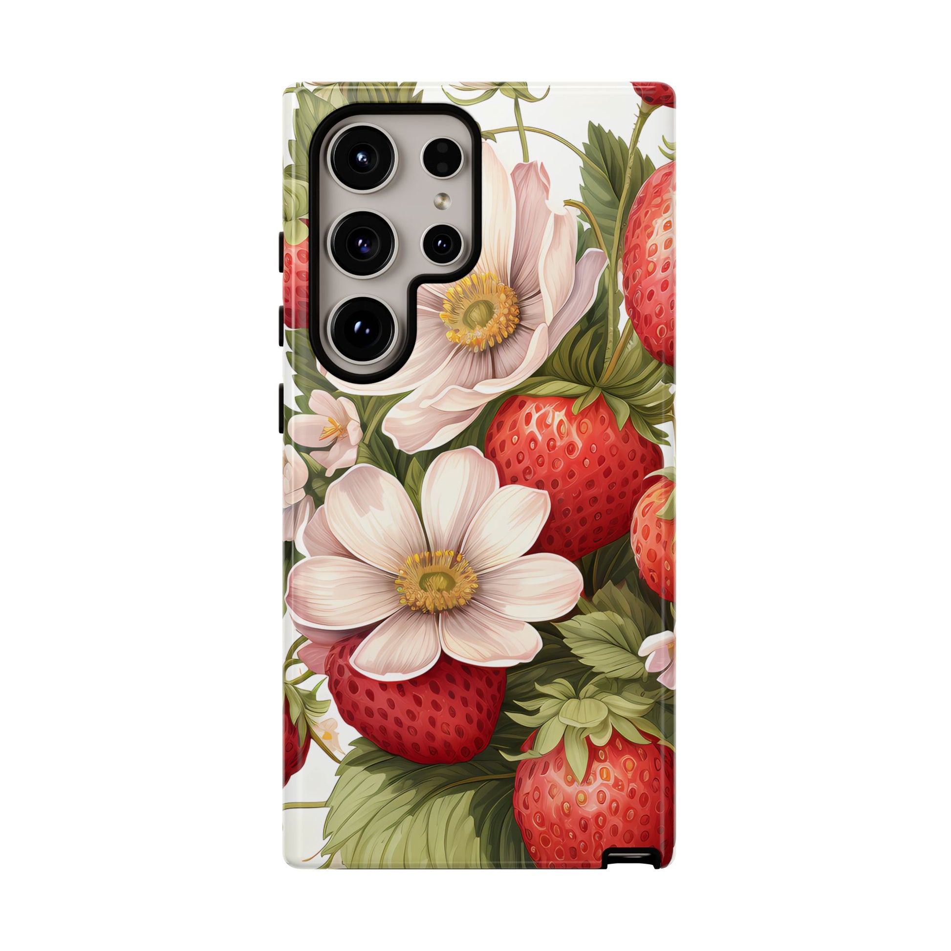 Strawberry Blossom Phone Case — Floral Protective Tough Case - Ramshackle Shack