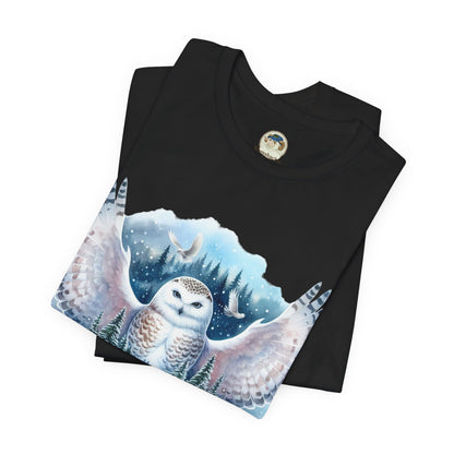 Snowy Owl Forest T-Shirt — Winter Wildlife Nature Tee - Ramshackle Shack