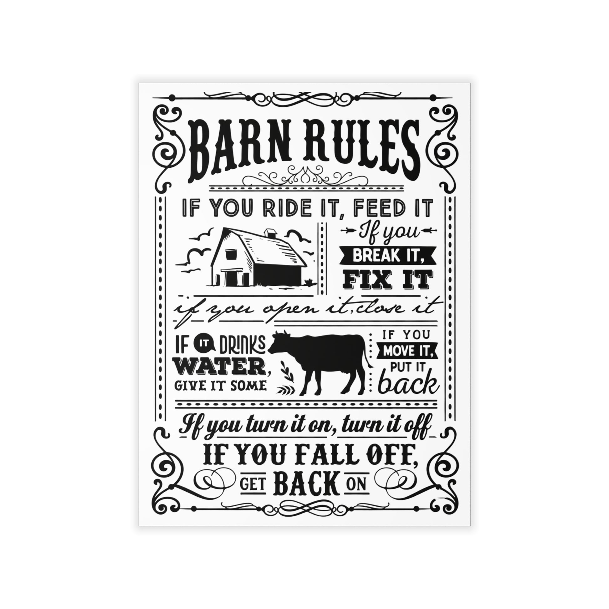Barn Rules Wall Decal — Rustic Farmhouse Horse & Stable Sign - Ramshackle Shack