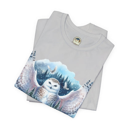 Snowy Owl Forest T-Shirt — Winter Wildlife Nature Tee - Ramshackle Shack