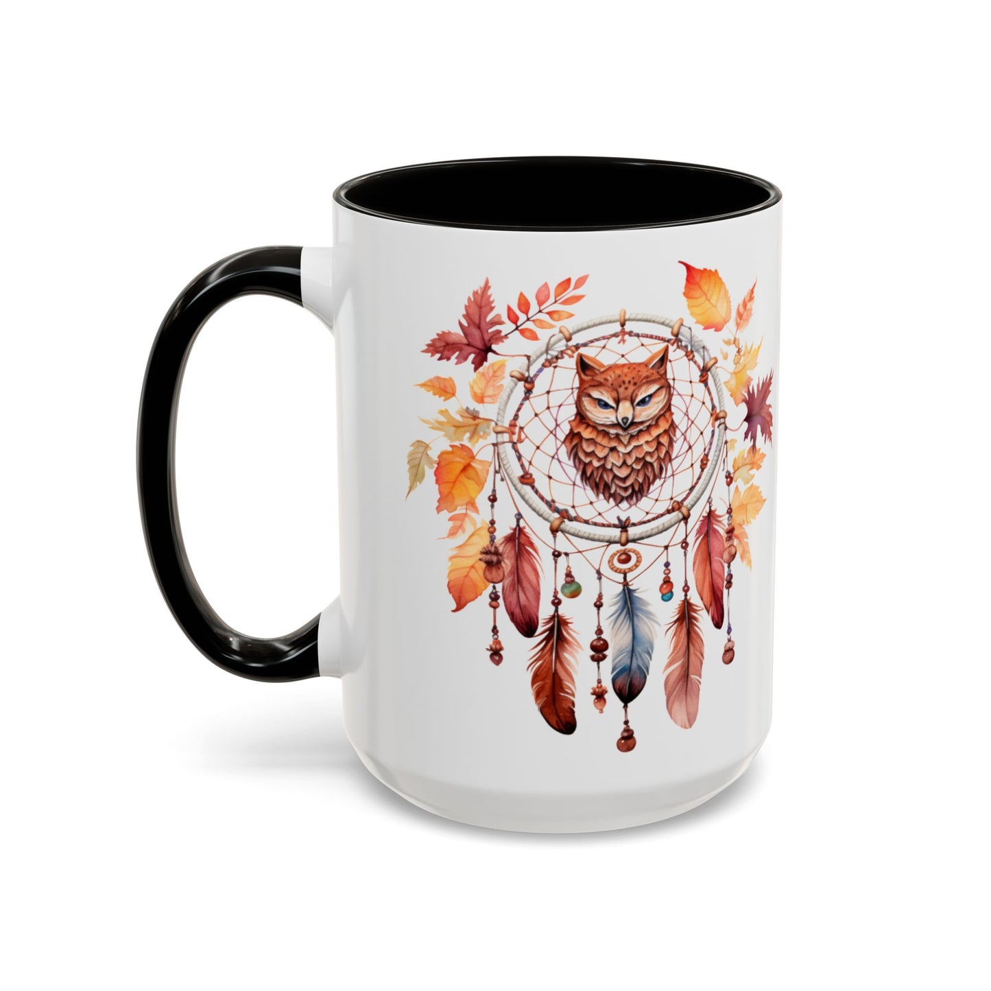Autumn Owl Dreamcatcher Mug — Fall Leaves Coffee Cup (11oz & 15oz) - Ramshackle Shack
