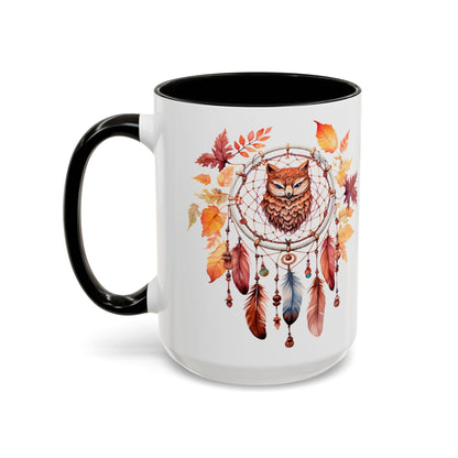 Autumn Owl Dreamcatcher Mug — Fall Leaves Coffee Cup (11oz & 15oz) - Ramshackle Shack